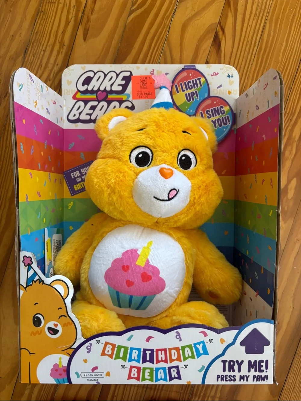 Care Bears Birthday Bear Plush - Yellow with Pink & Blue Accents - Picture 2 of 2